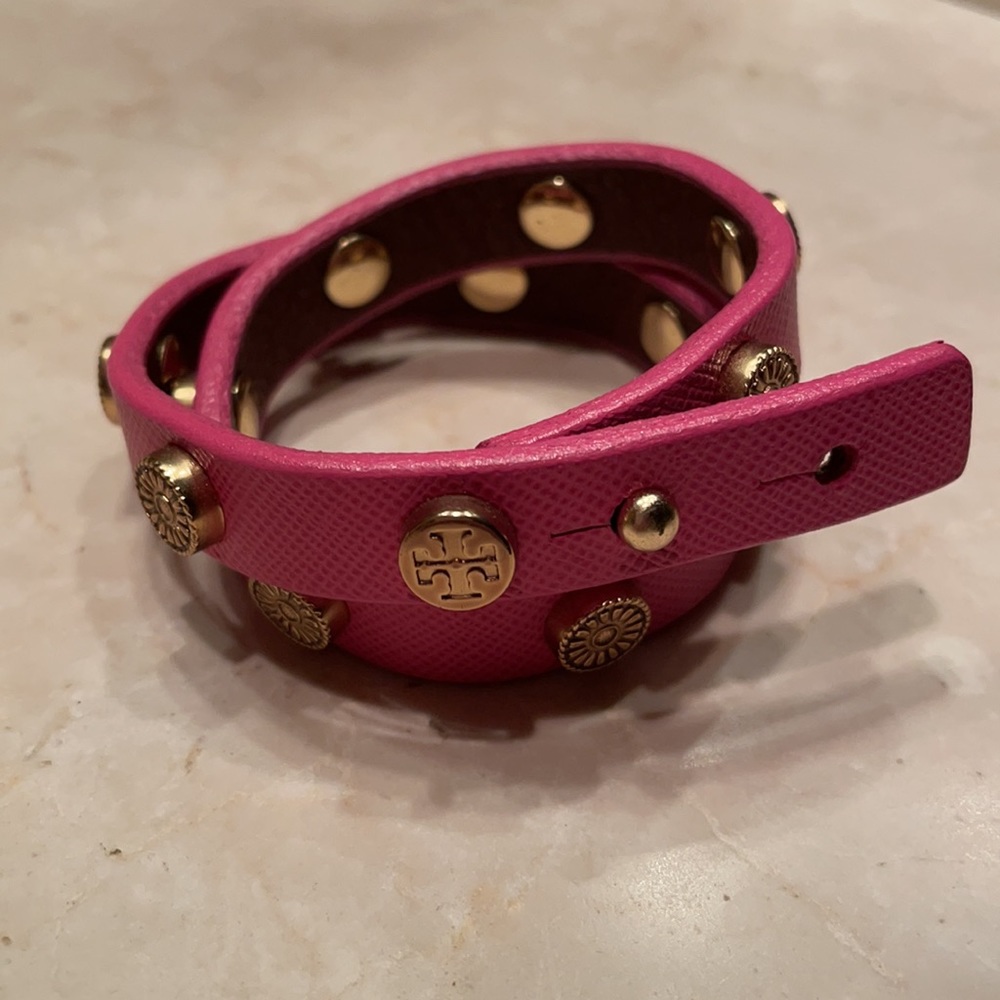 Tory Burch Double Wrap Logo Stud Bracelet